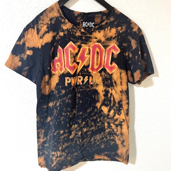 AC / DC POWER UP Tour Men's Black and Orange Tie Dyed Concert Band Grunge Tee - Picture 1 of 3